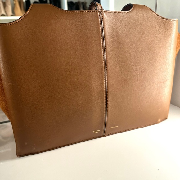 Celine Trifold Calfskin Leather and Suede Tote Bag - Picture 6 of 14